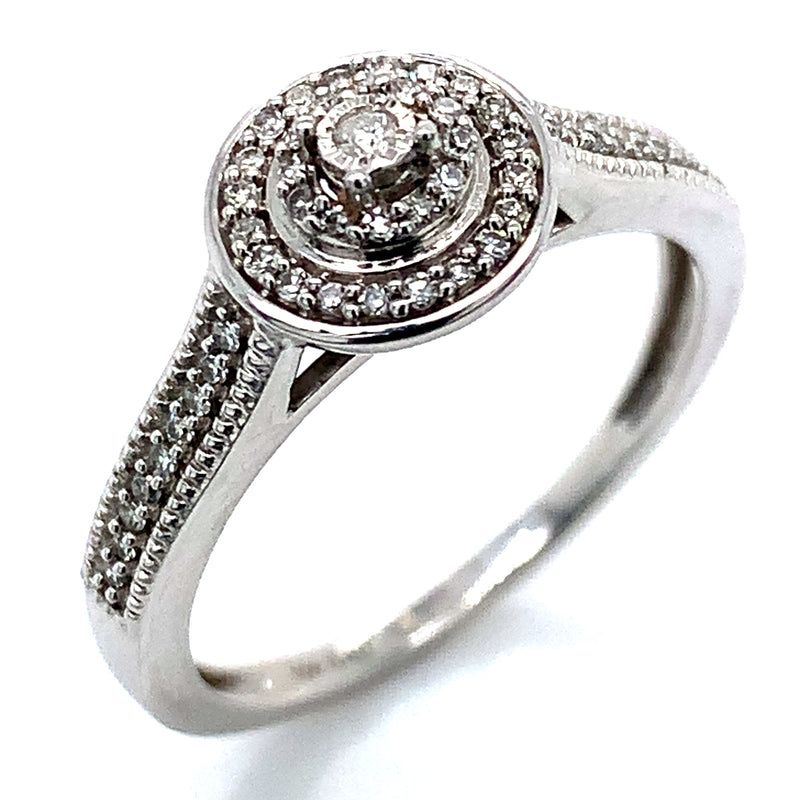 (SOFIA) Anillo con diamantes en oro blanco 10k