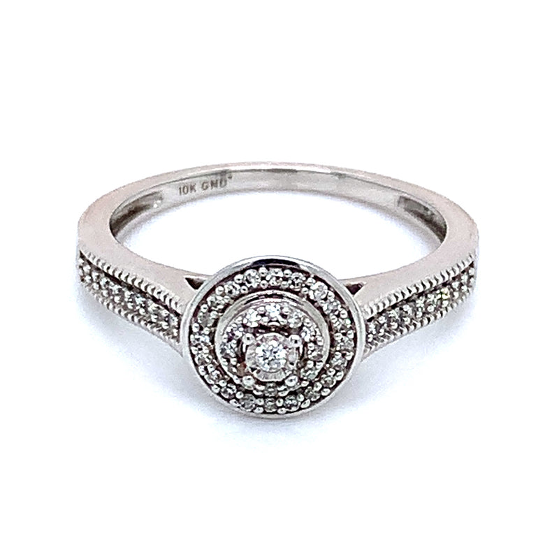 (SOFIA) Anillo con diamantes en oro blanco 10k
