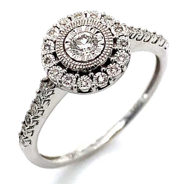 (SOFIA) Anillo con diamantes en oro blanco 10k