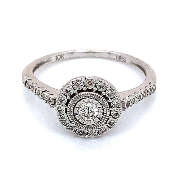 (SOFIA) Anillo con diamantes en oro blanco 10k