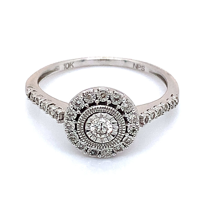 (SOFIA) Anillo con diamantes en oro blanco 10k
