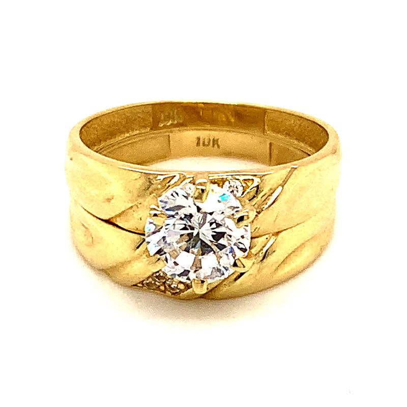 Set de anillos de matrimonio con circones en oro amarillo 10kt