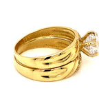 Set de anillos de matrimonio con circones en oro amarillo 10kt