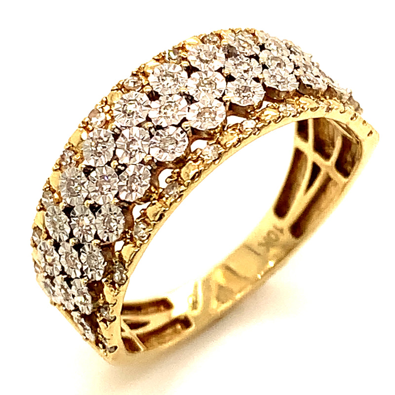 (SOFIA) Anillo con diamantes en oro amarillo 10k