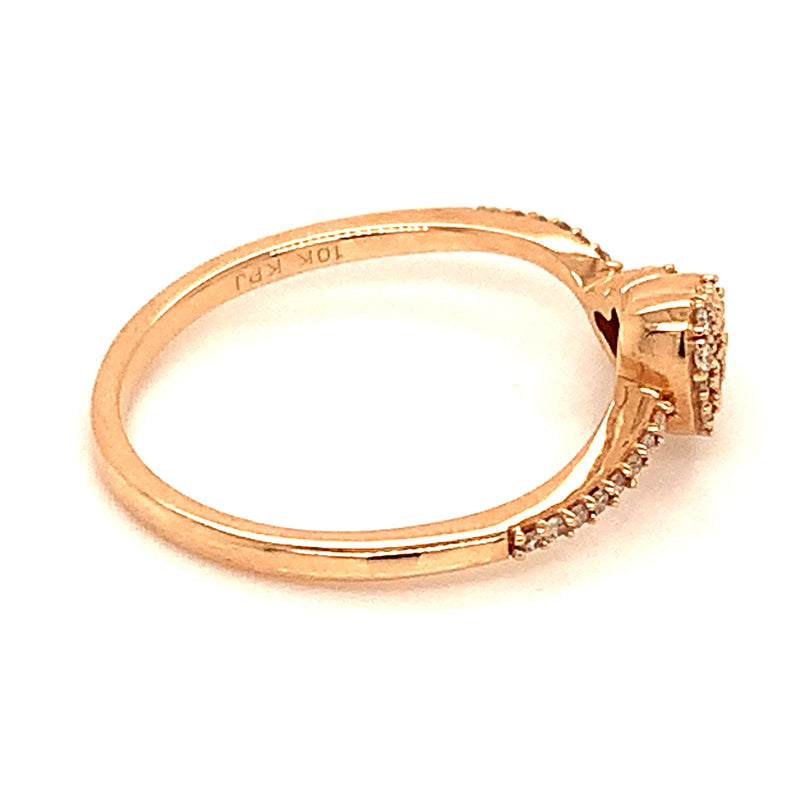 (SOFIA) Anillo (corazones) con diamantes en oro rosado 10k