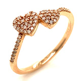 (SOFIA) Anillo (corazones) con diamantes en oro rosado 10k