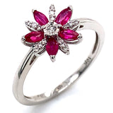 Anillo de rubí con diamantes 10kt.
