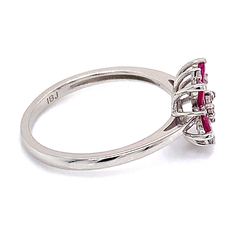 Anillo de rubí con diamantes 10kt.