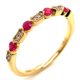 Anillo con rubí y diamantes en oro amarillo 14KT