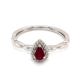 Anillo de rubí con diamantes 10kt.