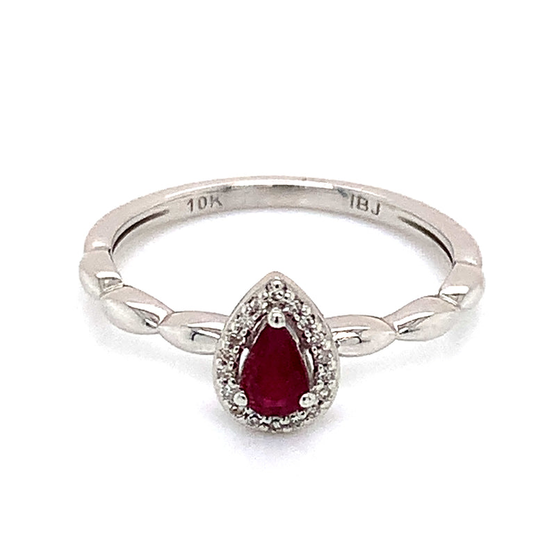 Anillo de rubí con diamantes 10kt.