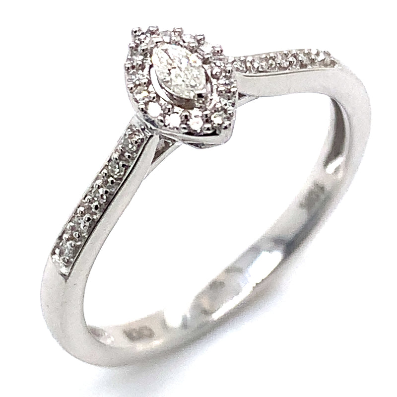 (SOFIA) Anillo con diamantes en oro blanco 10k