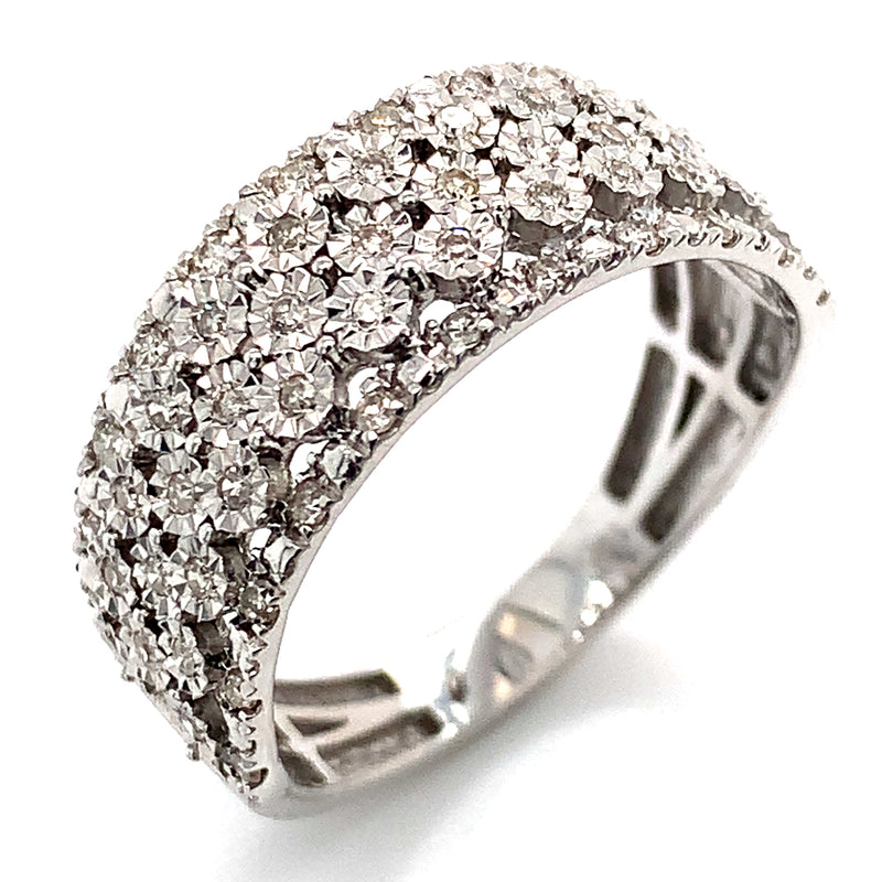 (SOFIA) Anillo con diamantes en oro blanco 10k