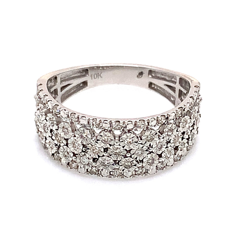 (SOFIA) Anillo con diamantes en oro blanco 10k