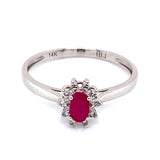 Anillo de rubi en oro blanco 14k.