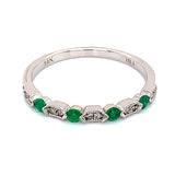 Anillo de esmeralda en oro blanco 14kt.