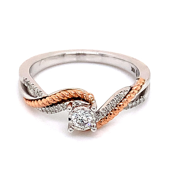 (SOFIA) Anillo con diamantes en oro blanco 10k