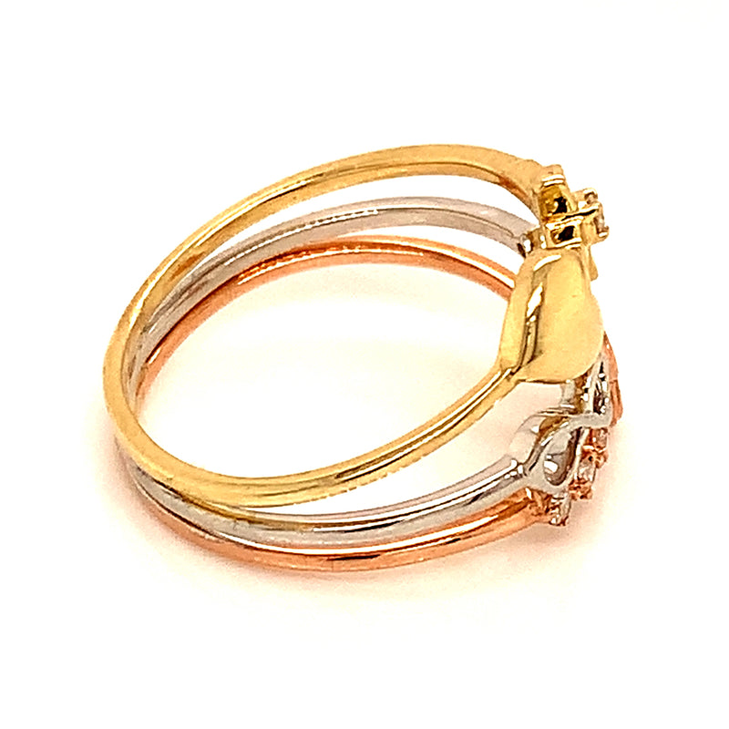 (SOFIA) Anillo con diamantes en oro 3 Tonos 10kt