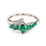 Anillo de Esmeralda con diamantes en oro blanco 10kt.