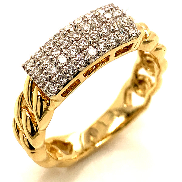 (LD) Anillo con diamantes de laboratorio en oro amarillo 10kt.