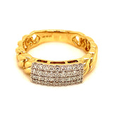 (LD) Anillo con diamantes de laboratorio en oro amarillo 10kt.