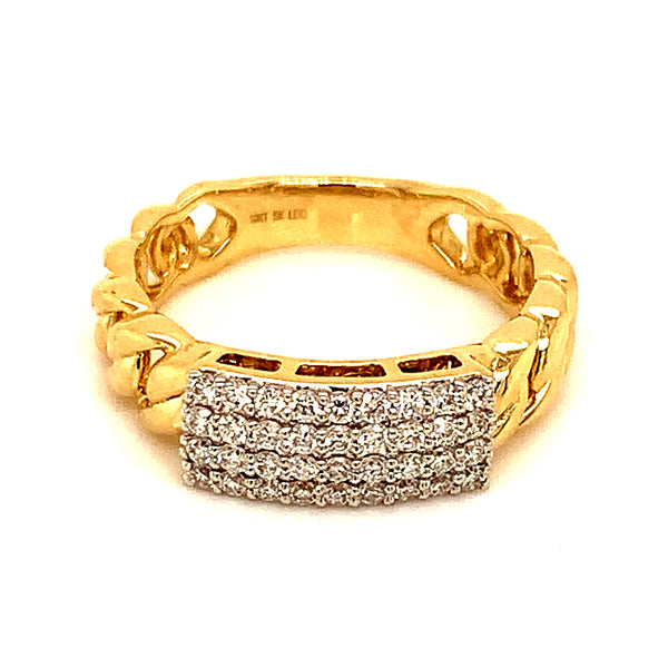 (LD) Anillo con diamantes de laboratorio en oro amarillo 10kt.