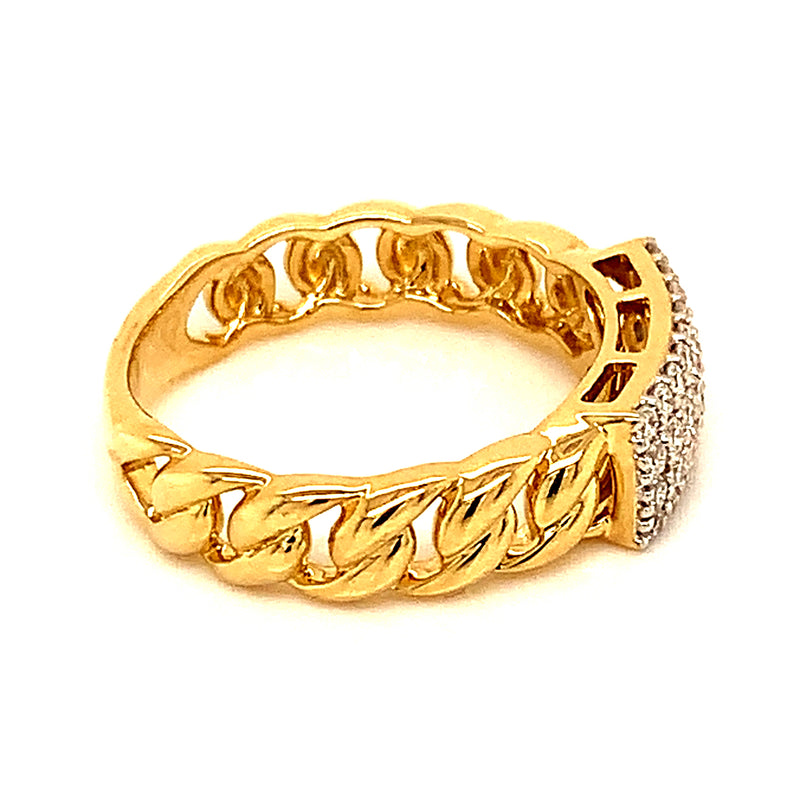 (LD) Anillo con diamantes de laboratorio en oro amarillo 10kt.