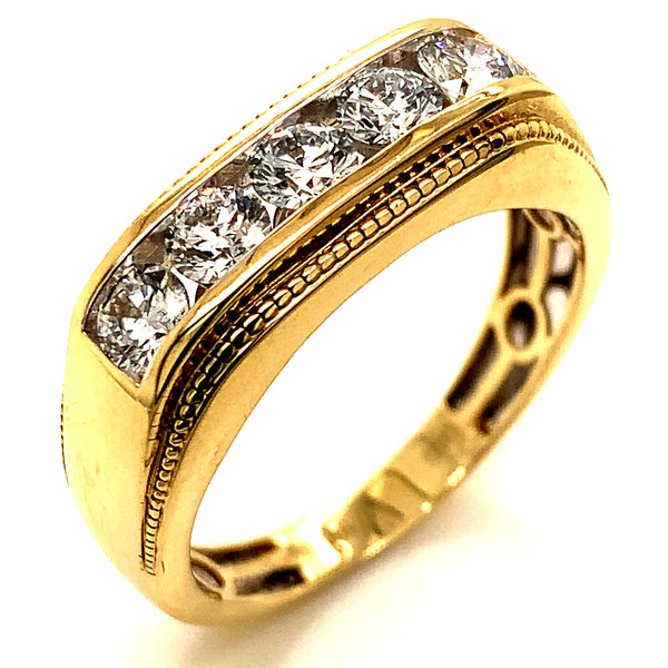 (LD) Banda para caballero con diamante en oro amarillo 10k