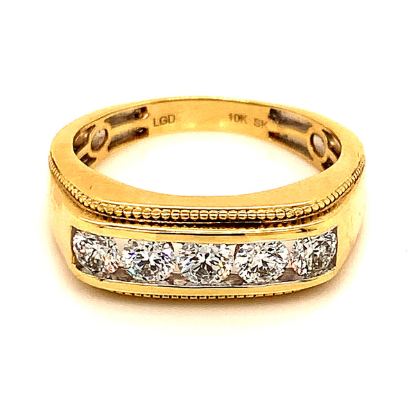 (LD) Banda para caballero con diamante en oro amarillo 10k
