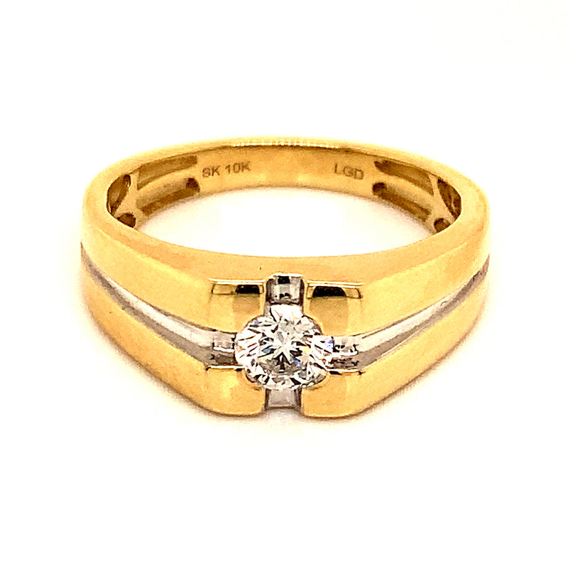 (LD) Banda para caballero con diamante en oro amarillo 10k
