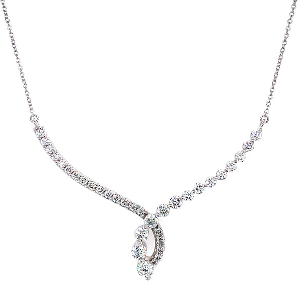 (LD) Collar con diamantes de laboratorio en oro blanco 10kt. 43cm-45cm