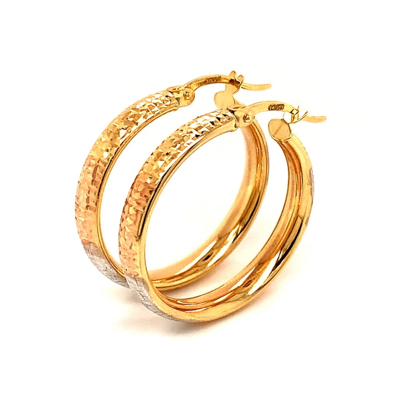 Argollas en oro 3 tonos 10k