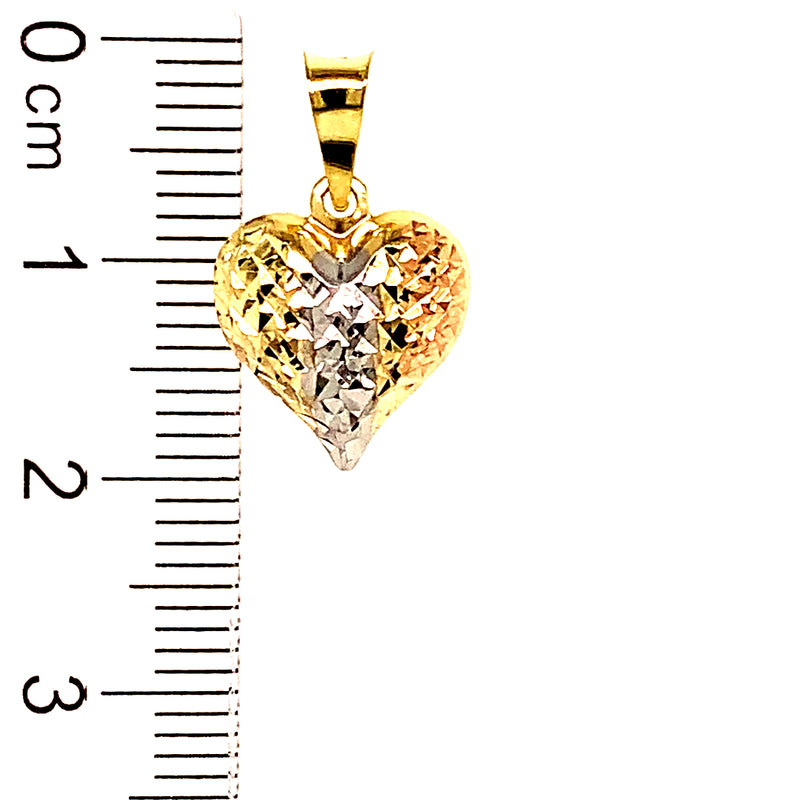 Dije (corazón) en oro 3 Tonos 10kt.
