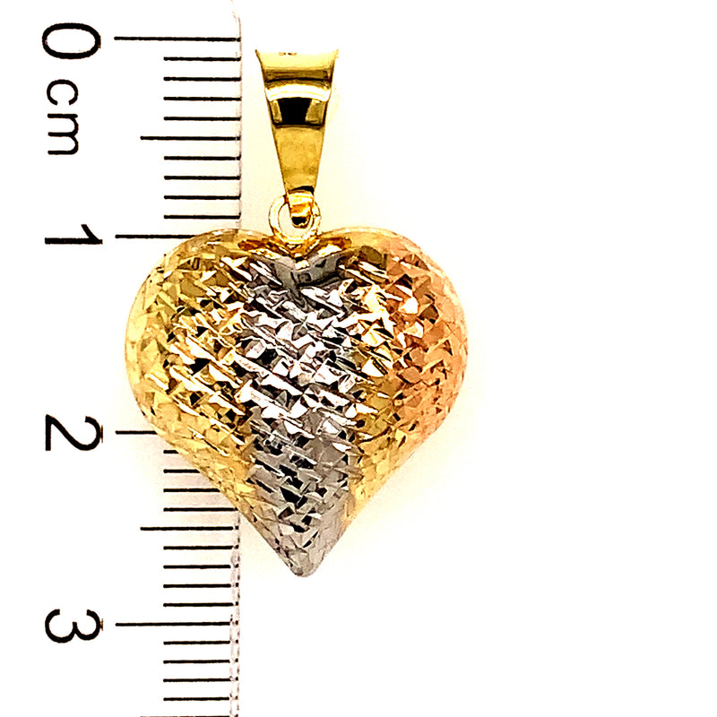 Dije (corazón) en oro 3 Tonos 10kt.