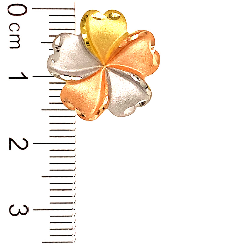 Aretes (flor) en oro tres tonos 10k