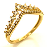 Anillo (corona) con circones en oro amarillo 10k