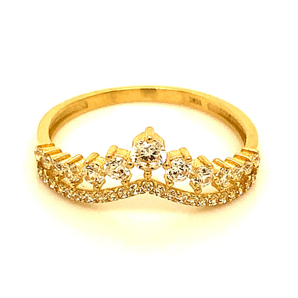 Anillo (corona) con circones en oro amarillo 10k