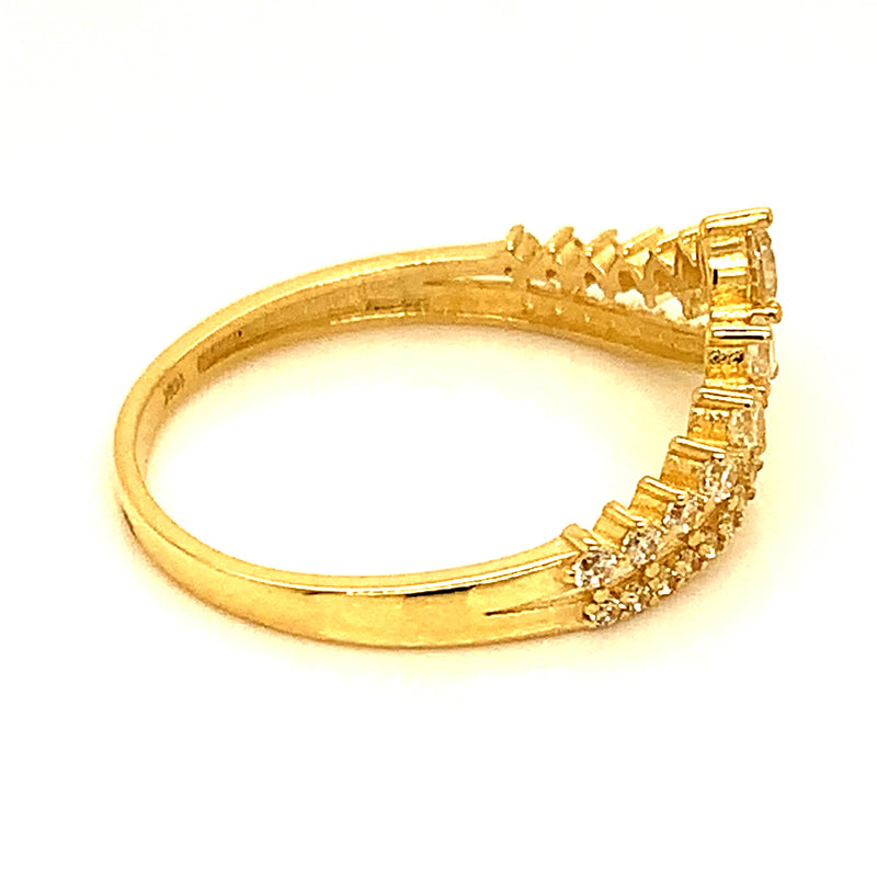 Anillo (corona) con circones en oro amarillo 10k