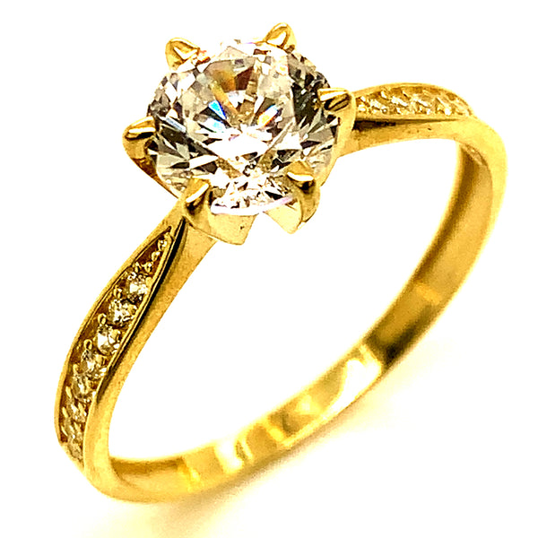 Anillo con circones en oro amarillo 10kt.
