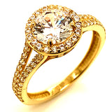 Anillo con circones en oro amarillo 10kt.