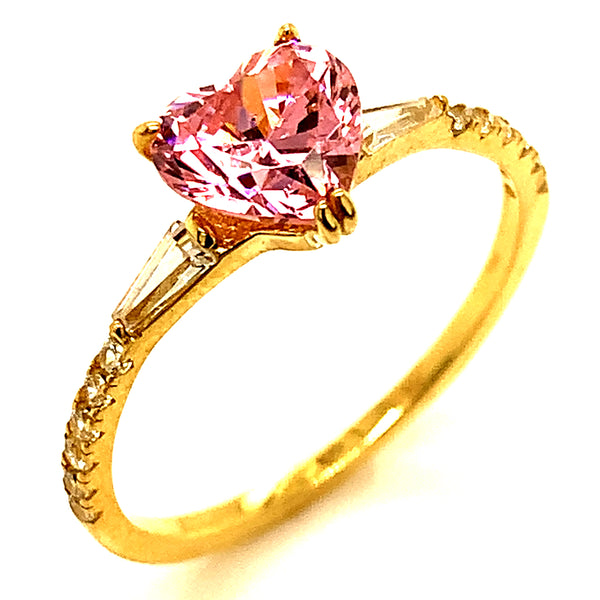 Anillo con circones en oro amarillo 10kt.