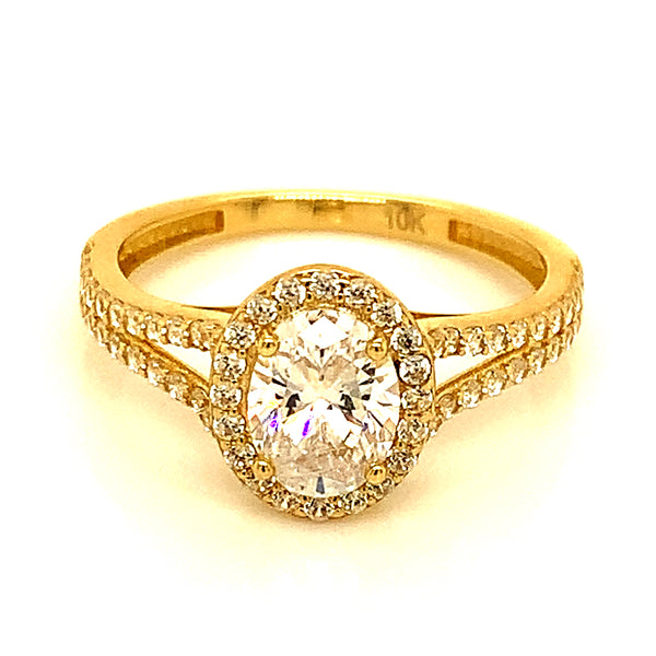 Anillo con circones en oro amarillo 10kt.
