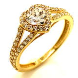 Anillo con circones en oro amarillo 10kt.