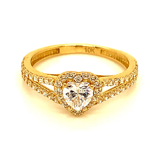 Anillo con circones en oro amarillo 10kt.