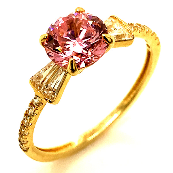 Anillo con circones en oro amarillo 10kt.