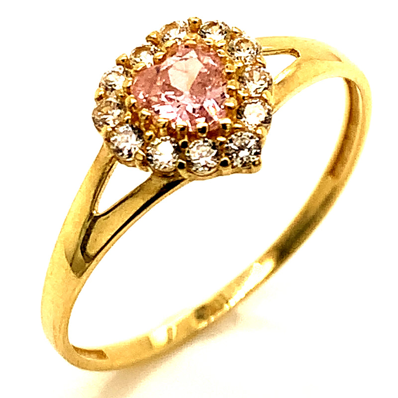 Anillo con circones en oro amarillo 10kt.