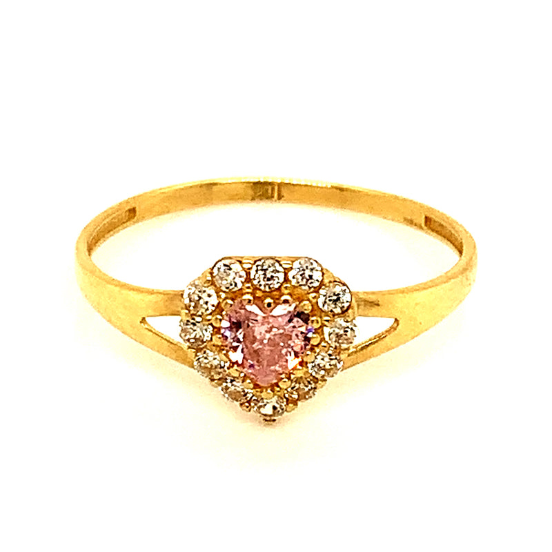 Anillo con circones en oro amarillo 10kt.