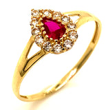 Anillo con circones en oro amarillo 10kt.