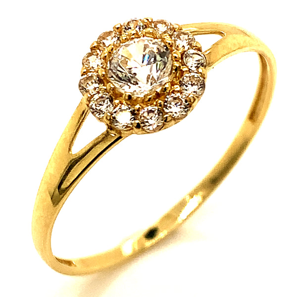 Anillo con circones en oro amarillo 10kt.