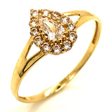 Anillo con circones en oro amarillo 10kt.